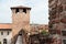 Fortress wall and watchtower above entrance to in Castelvecchio