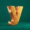 Fortuna Gold Letter Y lowercase on Tidewater Green background