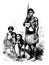 Fortunato and his Family, in Amazonas, Brazil, vintage engraving