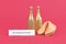 Fortune cookie  and champagne bottles with motivational text `Don`t stop till you`re proud` on paper