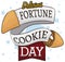 Fortune Cookie, Note and Ribbon  reminding you to Celebrate its Day, Vector Illustration