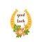 Fortune symbol Good luck horseshoe amulet, clover leaf, flower, decorative lucky element isolated