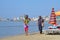 Fortune-taller gypsy women make their living on the beach of Durres, Albania