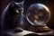 Fortune telling cat and crystal ball - Generative AI