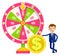 Fortune Wheel and Boy in Suit, Gold Coin and Game