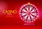 Fortune wheel spinning casino online on bokeh background