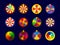 Fortune Wheels vector icons set, lottery wheel collection, vector illustration for online casino and gambling games