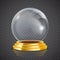 Fortuneteller transparent glass ball on gold pedestal