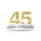 Forty-five year anniversary. The banner 45th birthday Golden color