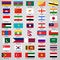 Forty flags of Asian countries. List of  Forty flags of Asia countries with inscriptions and original proportions on transparent b