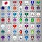 Forty seven flags the Prefectures of Japan  -  alphabetical order with name.  Set of 2d geolocation signs like flags Prefectures o