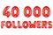 Forty thousand followers, red color