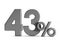 forty three percent on white background. Isolated 3D illustration