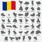 Forty two Maps Regions of Romania - alphabetical order with name. Every single map of Region  are listed and isolated with wording