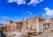 Forum of Augustus in Rome, Italy: view of the ruins of Temple of Mars Ultor Mars the Avenger and the wall towards the Suburra.