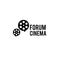 Forum cinema Studio live movie streaming Production concept bubble chat with movie maker logo design vector icon illustration