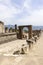 Forum of city destroyed by the eruption of the volcano Vesuvius, view of the Temple of Jupiter, Pompeii, Italy