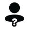 Forum icon vector question mark with male user person profile avatar symbol for help sign in a glyph pictogram