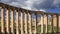 Forum (Oval Plaza) in Gerasa (Jerash), Jordan. Against the clouds