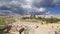 Forum (Oval Plaza) in Gerasa (Jerash), Jordan. Against the clouds