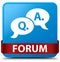 Forum (question answer bubble icon) cyan blue square button red