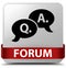 Forum (question answer bubble icon) white square button red ribbon in middle