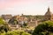 Forum Romanum and Coliseum view from the Capitoline Hill in Italy, Rome