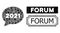 Forum Scratched Seal Stamp with Notches and 2021 Forum Message Mosaic of Rectangle Items