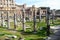 The forum of Trajan. Columns in the center of Rome remained from the ancient forum. The name of the ancient forum in honor of