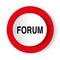 Forum vector icon. Round red icon