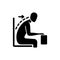 Forward tilted sitting position black glyph icon