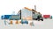 Forwarding logistics industry, shipping and delivery illustration