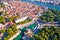 Fosa harbor and town of Zadar historic peninsula aerial view