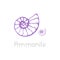 Fossil ammonite nautilus seashell vector logo. Hand drawn illustration for spa salon, seafood cafe restaurant corporate