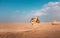 Fossil dunes landscape of formations of wind-swept sand in Abu Dhabi UAE