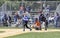 Foul ball at a little league baseball game