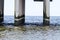 Foundation concrete columns on the pier of Scheveningen