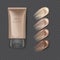 Foundation cream, Cosmetic concealer. Realistic brown cream texture for makeup, vector format