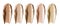 Foundation makeup swatch smear smudge set. Beige brown cosmetic cream concealer strokes isolated on white