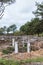 Foundation piles with the wooden frame for built the ground floor