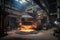 foundry with giant furnace and blower for casting metal parts