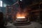 foundry with giant furnace and blower for casting metal parts