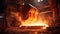 Foundry ladle pouring molten metal in steel industry factory