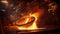 Foundry ladle pouring molten metal in steel industry factory