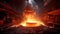 Foundry ladle pouring molten metal in steel industry factory