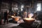 foundry room, with workers pouring molten metal into molds and shaping it into new products