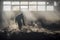 A foundry worker silhouette with his hammer