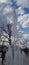 Fountain against the blue sky in the Treptower park in Berlin 