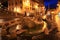 Fountain Barcaccia at night, Rome, Italy