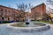 Fountain and buildings at Mount Vernon Place, in Mount Vernon, Baltimore, Maryland